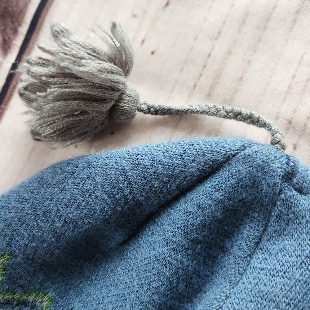 **SOLD** Patagonia Vintage Wool Blend Tassel Beanie Blue Green Pom Hat Unisex - Picture 4 of 8